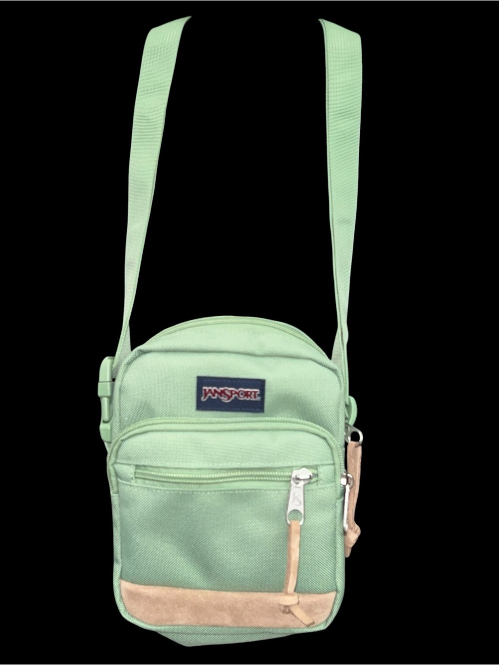 JanSport Core Crossbody Bag Suede Bottom Loden Frost Sage Green Like New